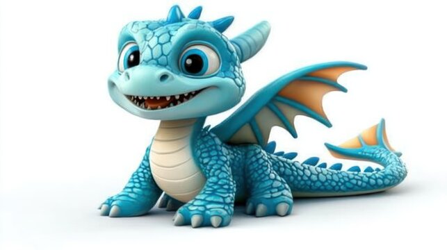 A Cute Blue Dragon With Spiky Claws and Big Eyes