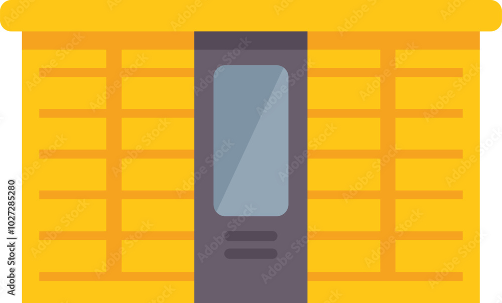 Poster simple vector illustration of a modern automated parcel locker terminal for secure self service pack