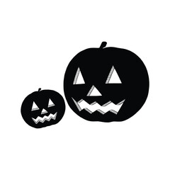 Halloween pumpkins vector illustration. Scary pumpkins faces for halloween decorations.