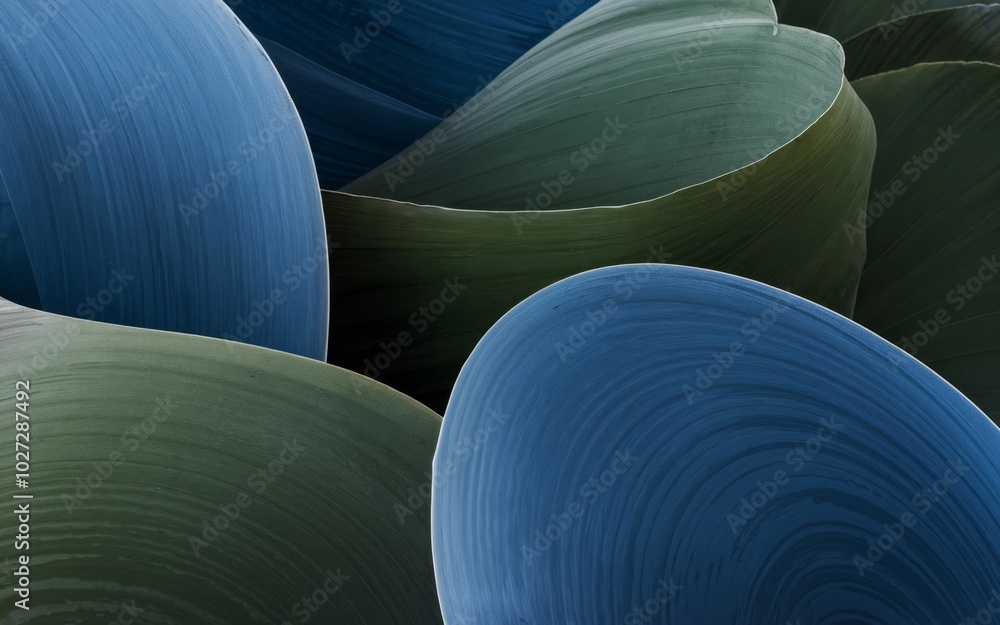 Aufkleber blue green abstract shapes. abstract image of overlapping blue and green curved shapes, creating a f