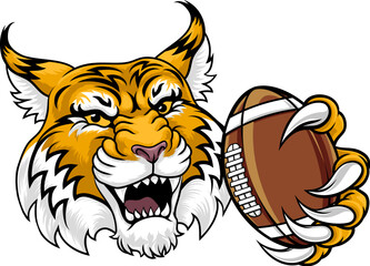 A wildcat or bobcat animal American football sports team cartoon mascot