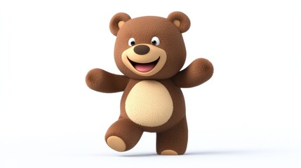 A Cheerful Brown Teddy Bear Standing With One Leg Raised