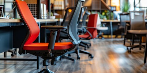 Fototapeta premium Modern Office Chairs in a Contemporary Workspace