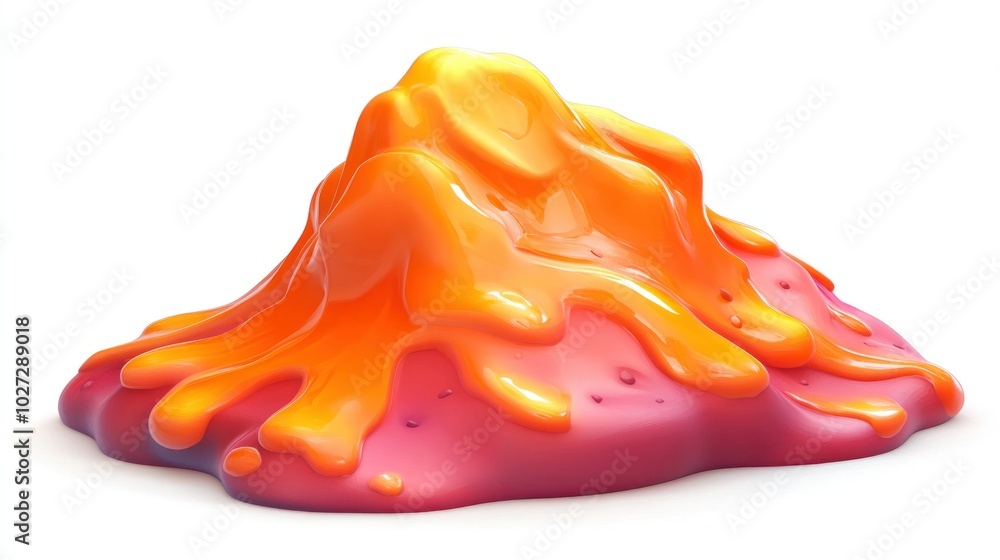 Poster abstract 3d render of orange and red liquid splashes