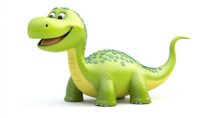 Fototapeta premium A Cartoon Green Dinosaur with a Smiling Face