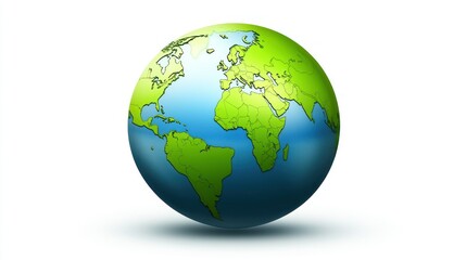 Naklejka premium A 3D Globe Representing the Earth with Green Continents and Blue Oceans