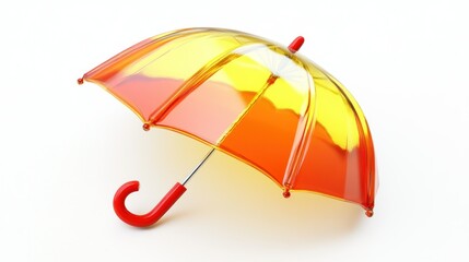 Yellow and Red Umbrella with Curved Handle