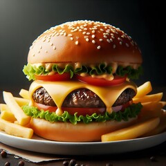 Fresh tasty burger ai generated