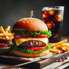 Fresh tasty burger ai generated