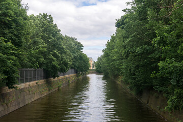 cityscape view of old Obvodny canal in Kronstadt