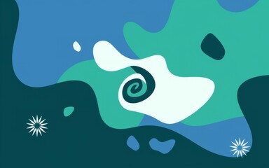 Fototapeta premium Abstract swirl pattern. Fluid organic shapes in blue, green, and white. Swirling pattern symbolizes flow and movement.