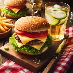 Fresh tasty burger ai generated