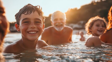 Joyful Multigenerational Beach Celebration at Sunset