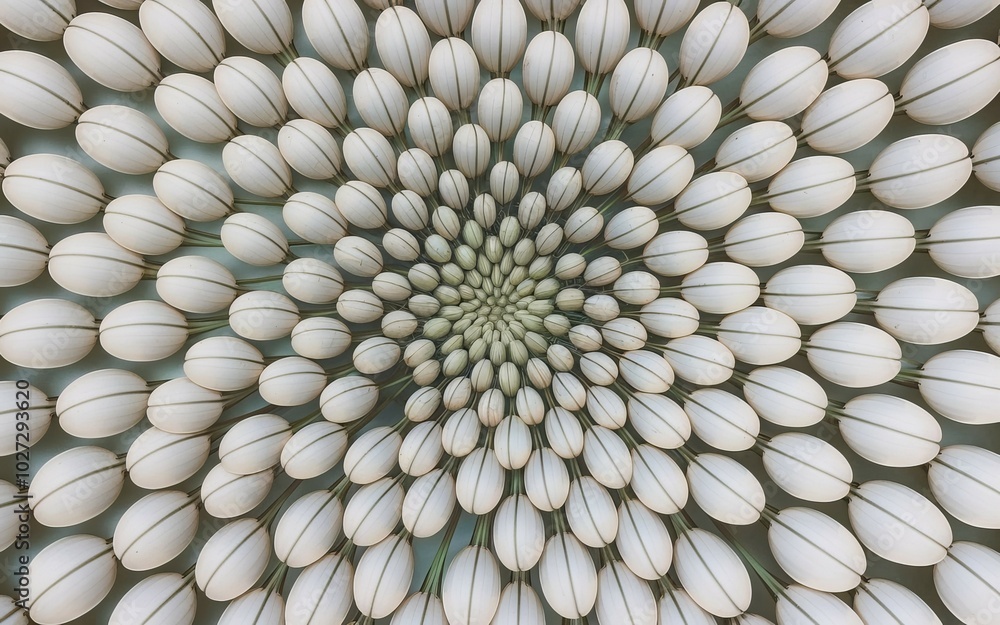 Poster white oval pattern. white oval shapes radiating outward from a central point, creating a hypnotic vi