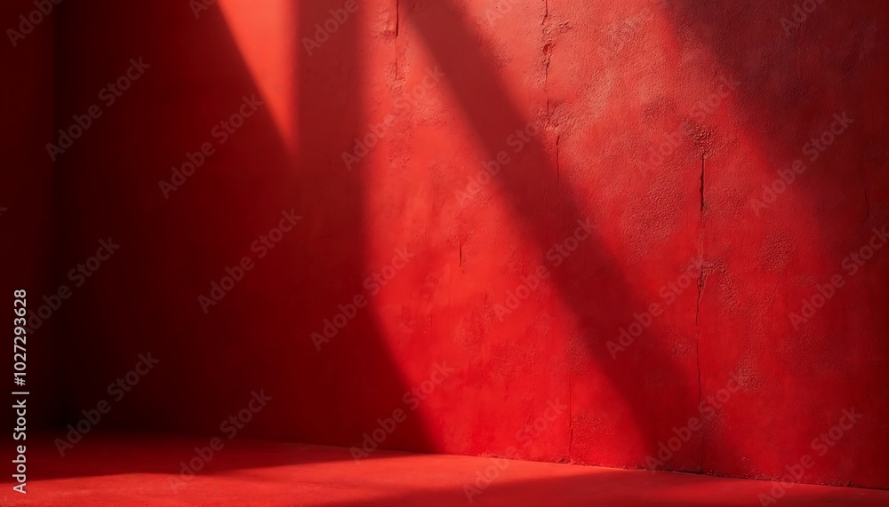 Poster red corner: a captivating visual of a corner space drenched in a vibrant red hue, accentuated by the