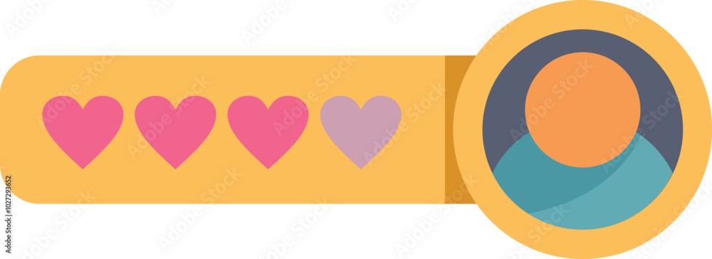 Poster feedback rating with customer giving three of five stars with icon