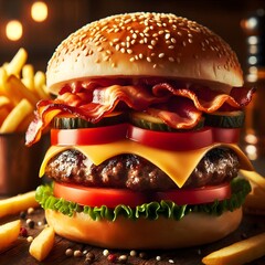 Fresh tasty burger ai generated