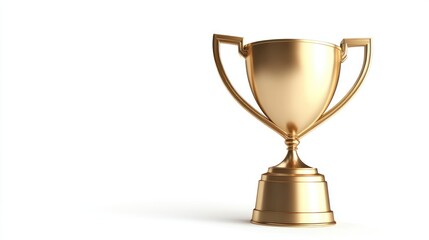 Golden Trophy Cup Isolated on White Background