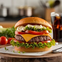 Fresh tasty burger ai generated