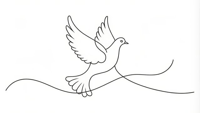 recommend clip art: A minimalist design merging flying pigeons and the peace symbol in continuous line art, capturing serene elegance through fluid shapes and harmonious simplicity.