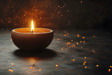 Diwali festival celebration wallpaper with Diya lamp and fireworks