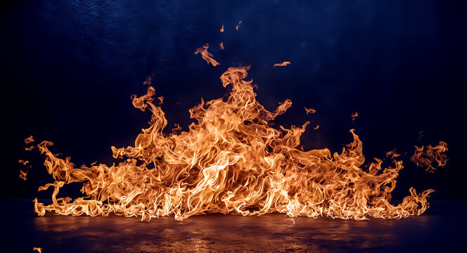 Płomienie i lawa banner template poziomy z ogniem i dymem na czarnym tle