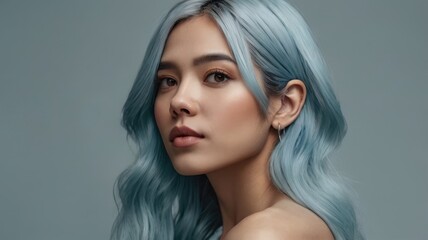 Fototapeta premium A woman with blue hair