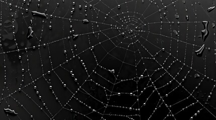 Fototapeta premium A spider web with dew drops on the strands.