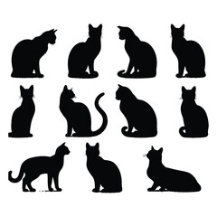 Cat silhouettes set collection. Generated With Ai