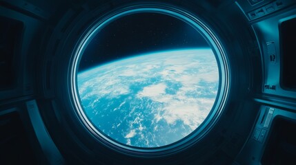 Naklejka premium View of Earth from a spacecraft window.