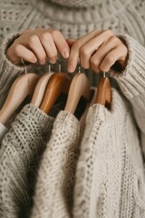 Personal shopping assistant selecting cozy outfits in a modern retail environment