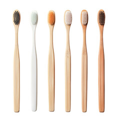 Top View of Eco-Friendly Bamboo Toothbrushes in a Natural Setting for Sustainable Living