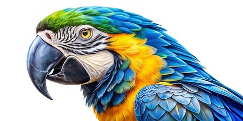 Obraz premium A stunning watercolor illustration of a vibrant blue and yellow macaw parrot, perfect for nature lovers and art enthusiasts seeking to brighten their space.