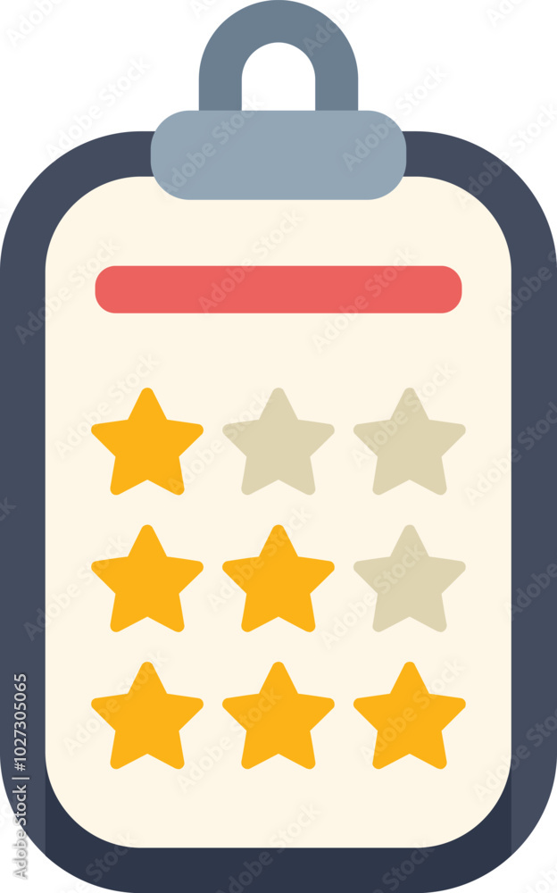 Poster clipboard is showing customer satisfaction with star rating system, evaluating experience with produ