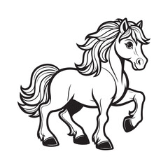 Funny vector illustration of horses for coloring