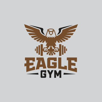 Eagle Bird gym and fitness logo with vector template design