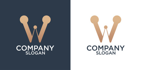 a collection of initials w logo design vector illustrations suitable for technology and business companies