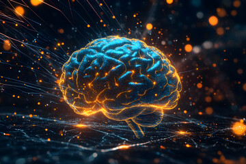 Fototapeta premium Visual metaphor of a digital brain neurons