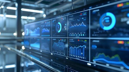 Fototapeta premium Digital Dashboard Tracking Real Time Water Usage Across a Smart City