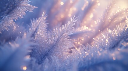 Winter Wonderland: Ethereal Frost Crystals Sparkling in the Soft Light