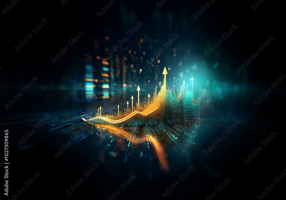 Leinwandbilder an abstract image of an upward-trending line graph, suggesting growth and progress, against a dark b