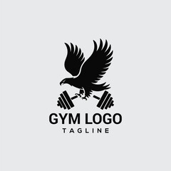 Eagle Bird gym and fitness logo with vector template design