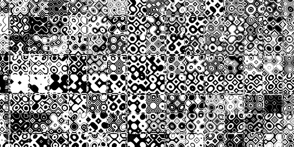 Aufkleber abstract modern minimal black and white monochrome geometry checker pattern filled with different or