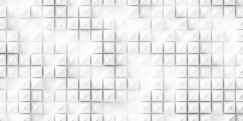 Random offset white cube pyramid boxes background wallpaper banner, flat lay top view