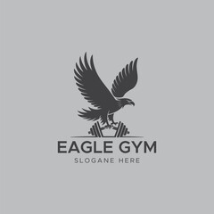 eagle gym and fitness logo concept with vector template design