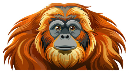 Fototapeta premium Sumatran orangutan vector art isolated on white, illustration of cartoon orangutan