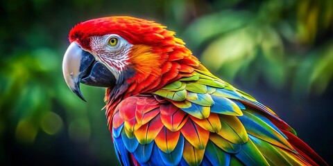 Obraz premium Captivating aerial shot of a vibrant multicolored parrot against a transparent background, perfect for wildlife and nature lovers seeking striking imagery.