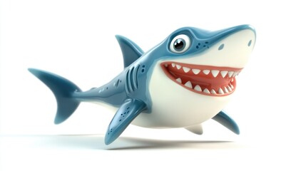 Obraz premium A Cartoon Shark with Open Mouth and Big Eyes