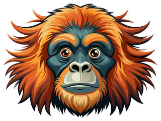 Obraz premium orangutan head vector, vector illustration orangutan, Sumatran orangutan vector art 