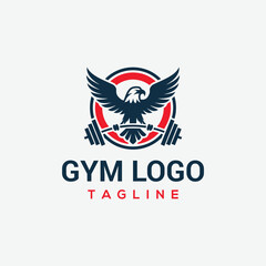 eagle gym and fitness logo concept with vector template design